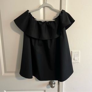 HATCH Black Poplin Off the Shoulder Top, P